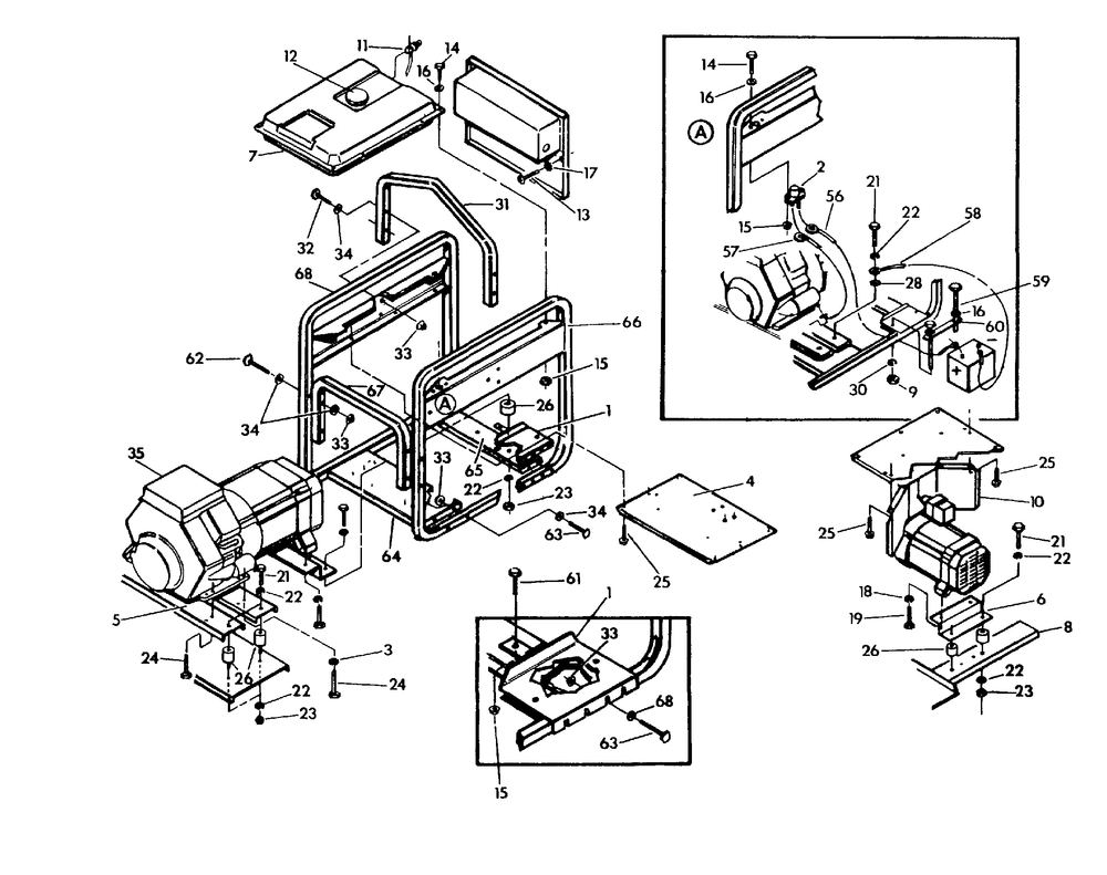 Cradle (10/95) Diagram and Parts List for 9288-2-R-8000  Briggs and Stratton Generator
